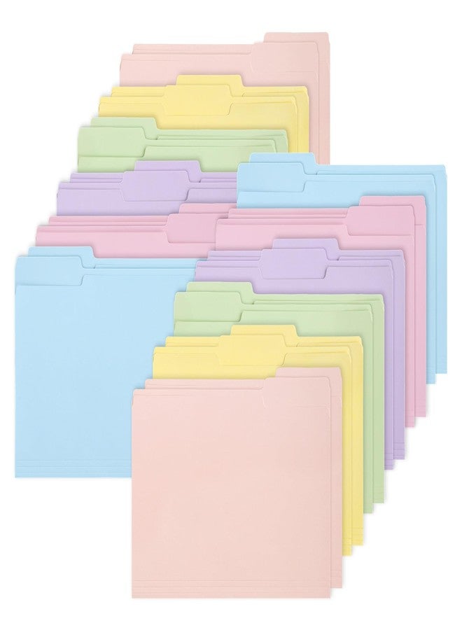 Whaline 24 Pack Pastel Colorful File Folders Letter Size 6 Macaron Colors File Pockets with 1/3 Cut Tab for Home Office Classroom Supplies, 8.9 x 11.6 Inch - Image 1